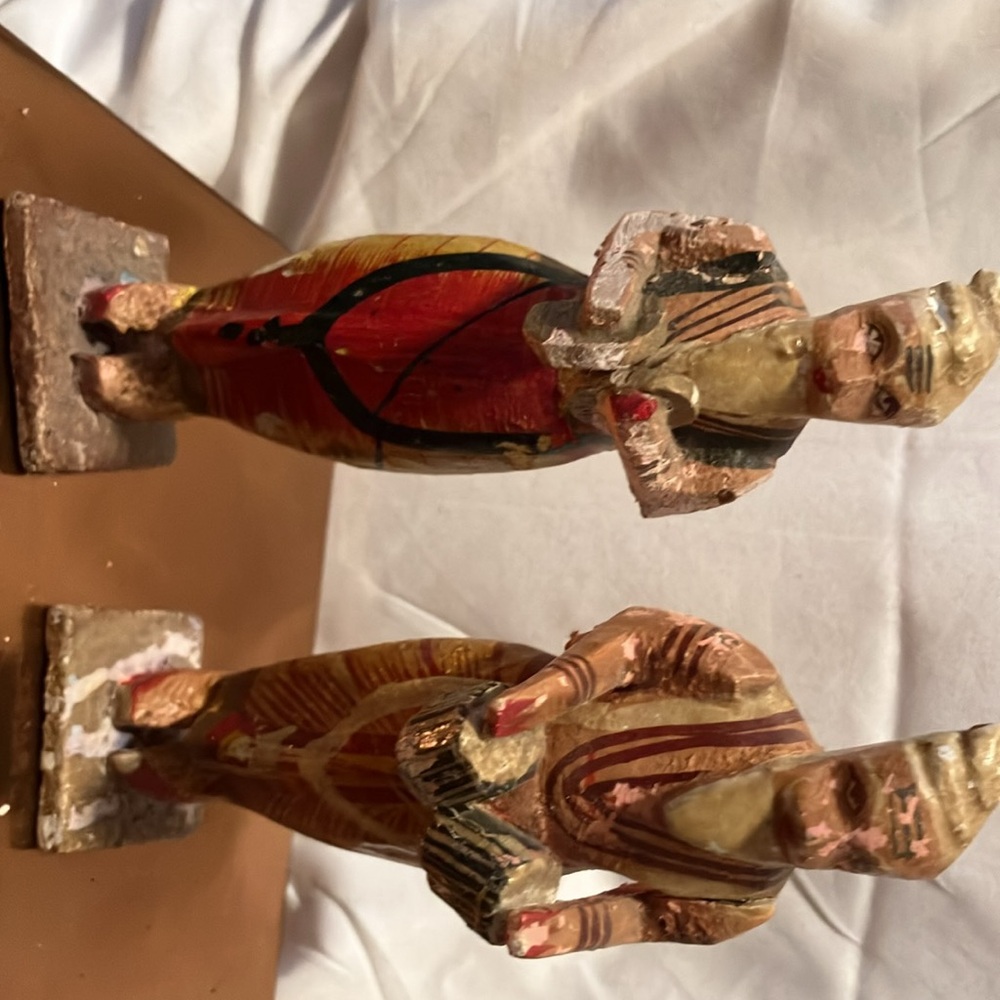 Vintage , hand carved n hand painted wooden 10 pc Egyptian style band each - Picture 13 of 15